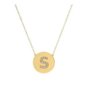 Jennifer Meyer Diamond Disc Initial Necklace - “S”